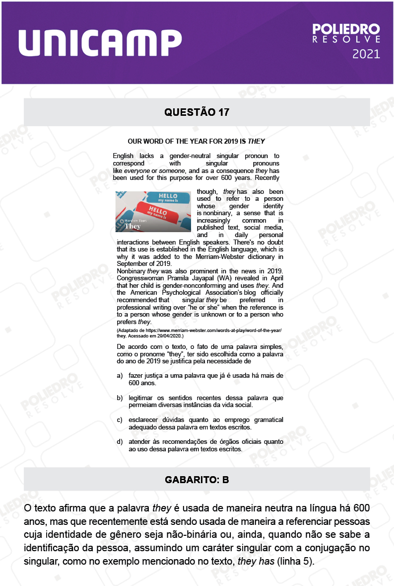 Questão 17 - 1ª Fase - 2º Dia - Q e Z - UNICAMP 2021