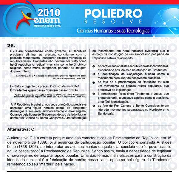 Questão 26 - Sábado (Prova azul) - ENEM 2010