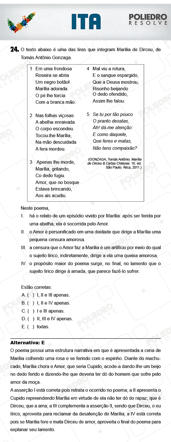 Questão 24 - Português / Inglês - ITA 2018