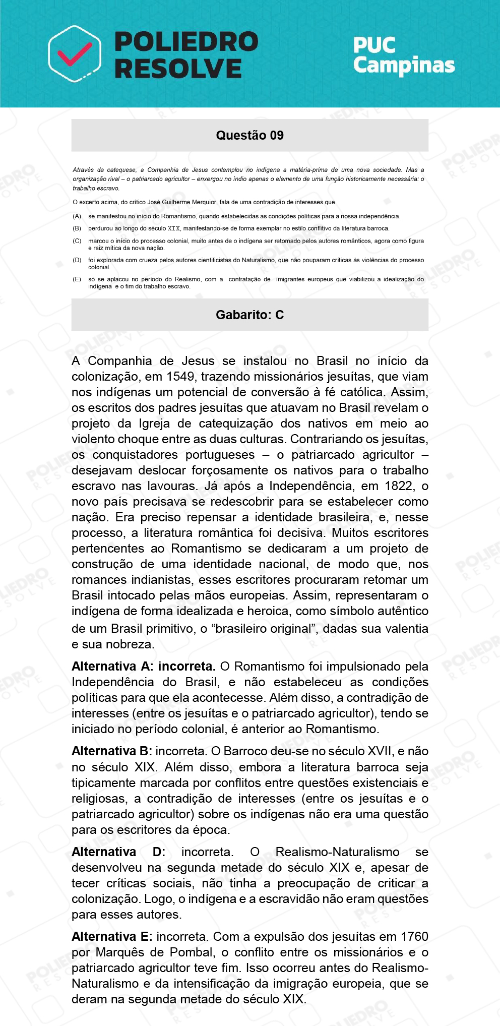 Questão 9 - Prova Geral e Medicina - PUC-Campinas 2022