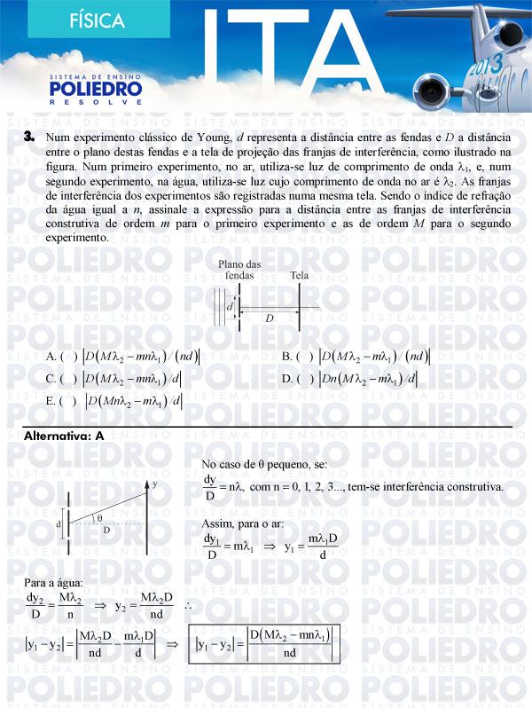 Questão 3 - Física - ITA 2013