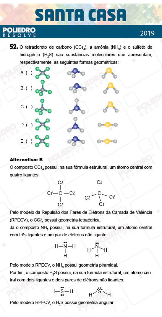 Questão 52 - 2º Dia - Objetivas - SANTA CASA 2019