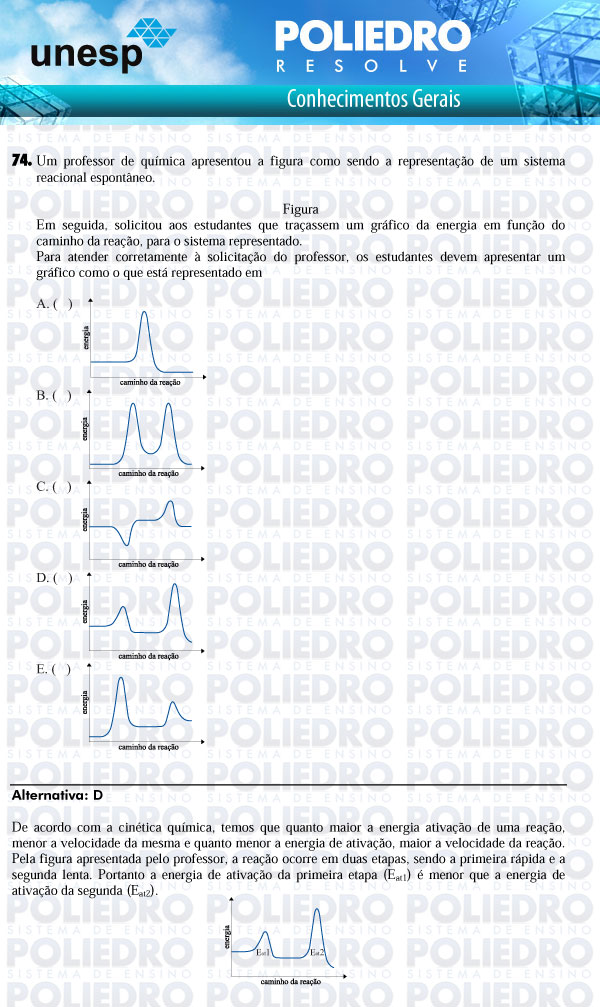 Questão 74 - 1ª Fase - UNESP 2011