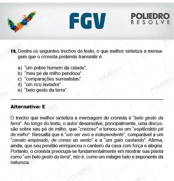 Questão 19 - Objetivas - 2017.2 - Prova Tipo A Verde - FGV 2017