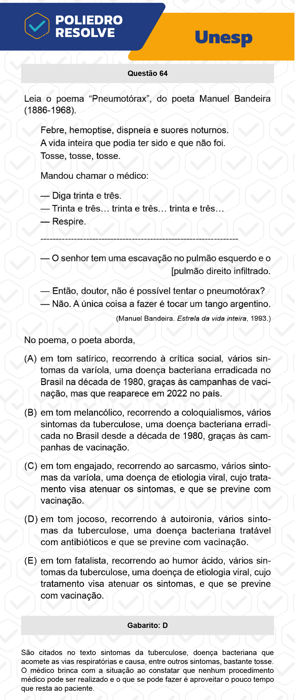 Questão 64 - 1ª Fase - UNESP 2023