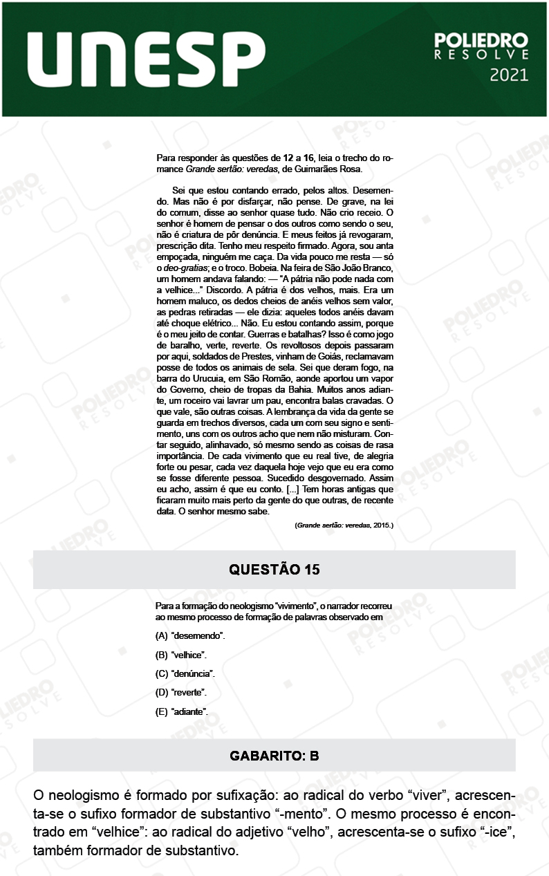 Questão 15 - 1ª Fase - 2º Dia - UNESP 2021