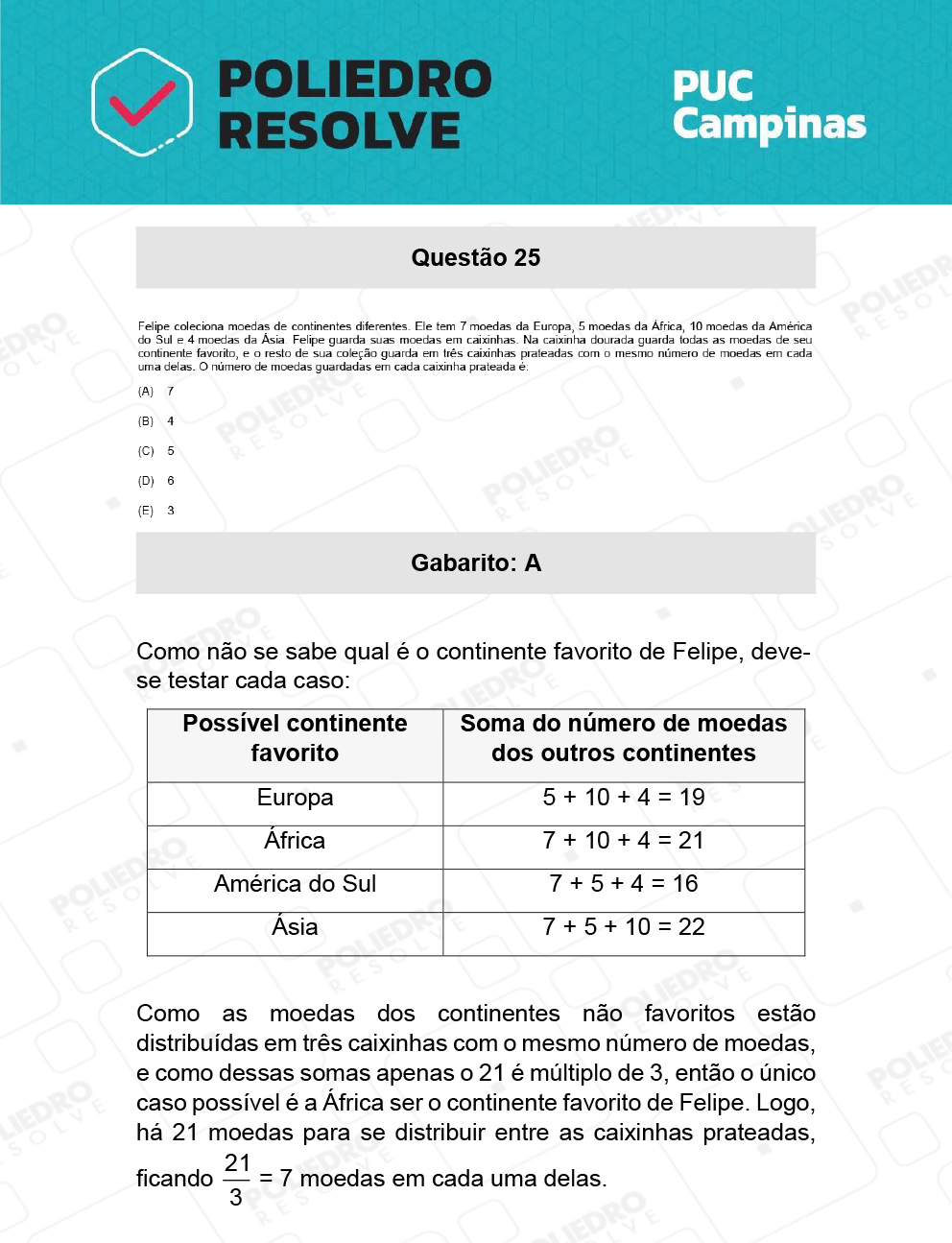 Questão 25 - Demais cursos - PUC-Campinas 2022