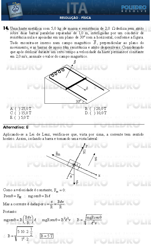 Questão 14 - Física - ITA 2009