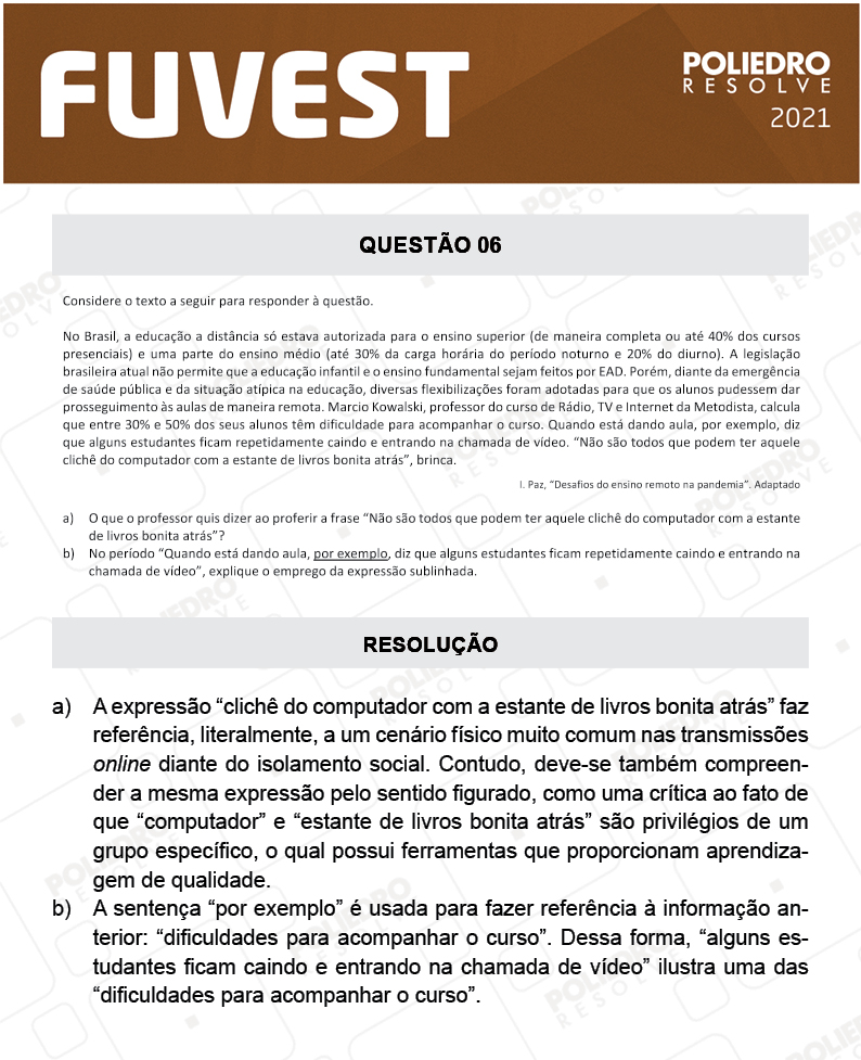 Dissertação 6 - 2ª Fase - 1º Dia - FUVEST 2021