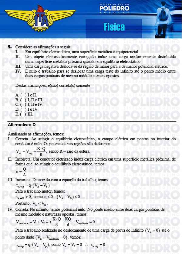 Questão 9 - Física - ITA 2014