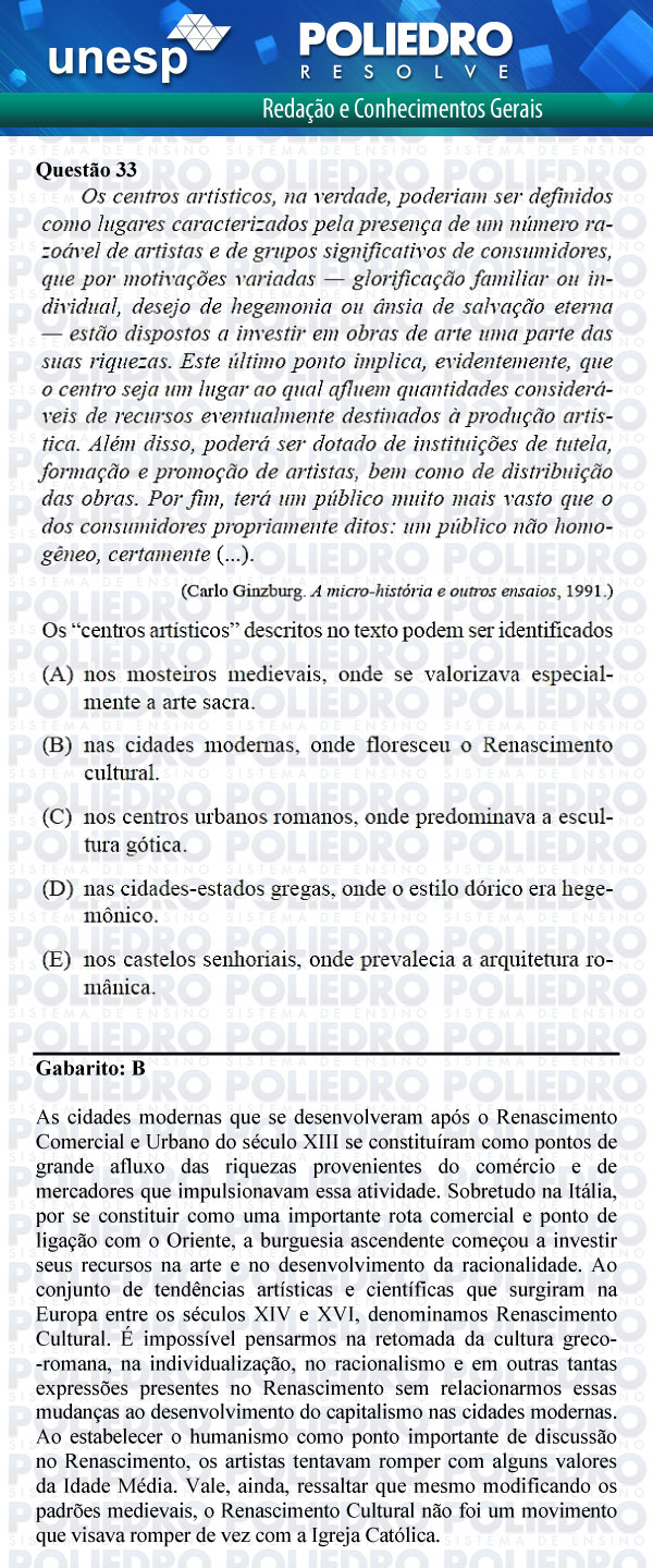 Questão 33 - 1ª Fase - UNESP 2012