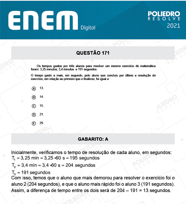 Questão 171 - 2º Dia - Prova Azul - ENEM DIGITAL 2020