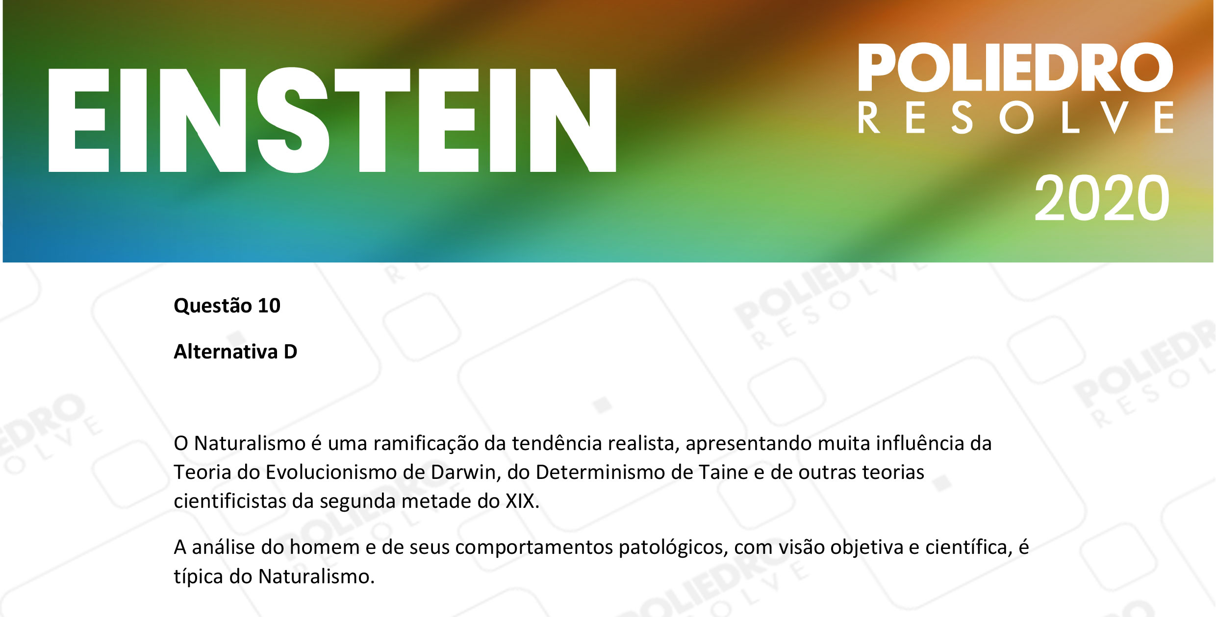 Questão 10 - Fase única - EINSTEIN 2020