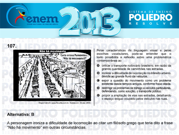 Questão 107 - Domingo (Prova Cinza) - ENEM 2013