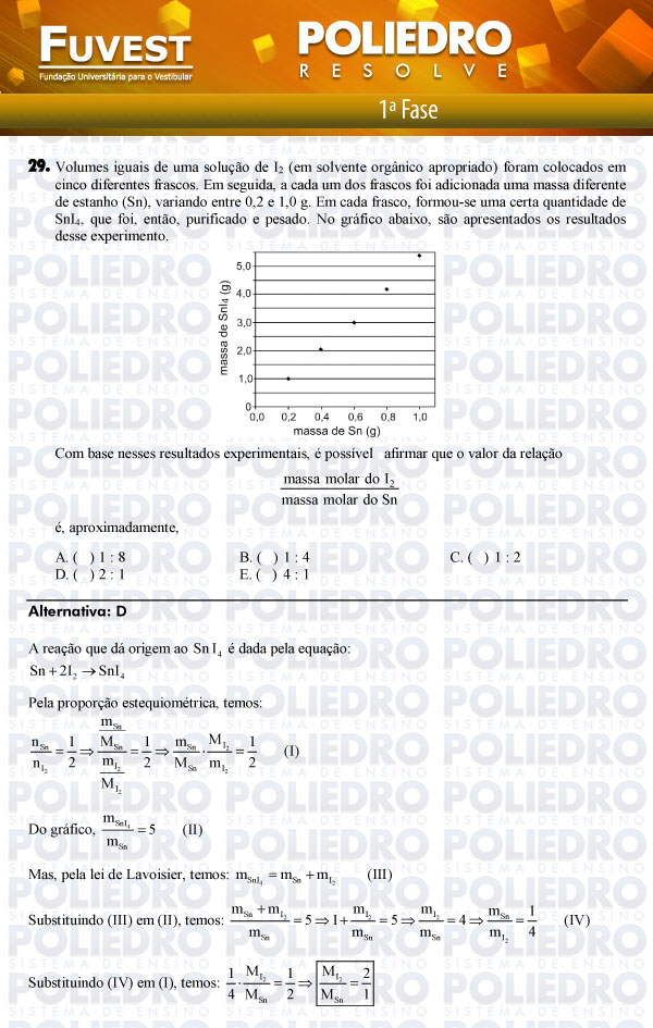 Questão 29 - 1ª Fase - FUVEST 2012