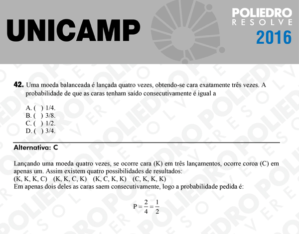 Questão 42 - 1ª Fase - UNICAMP 2016