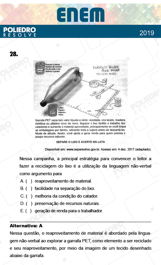 Questão 28 - 1º Dia - Prova AZUL - ENEM 2018