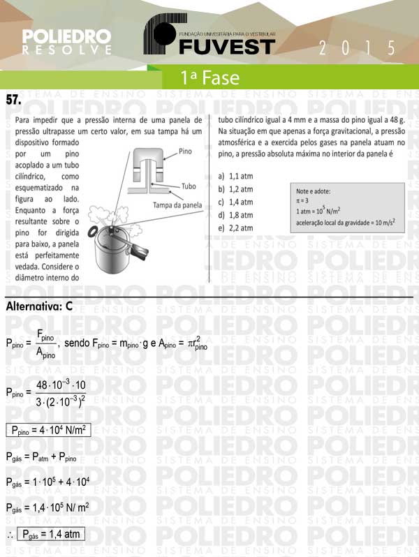 Questão 57 - 1ª Fase - FUVEST 2015