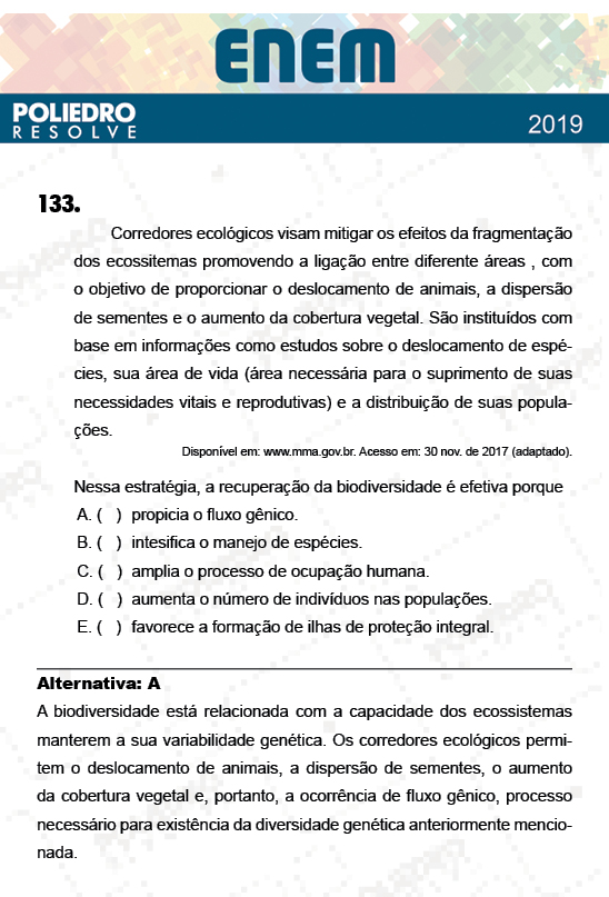 Questão 133 - 2º Dia - Prova CINZA - ENEM 2018