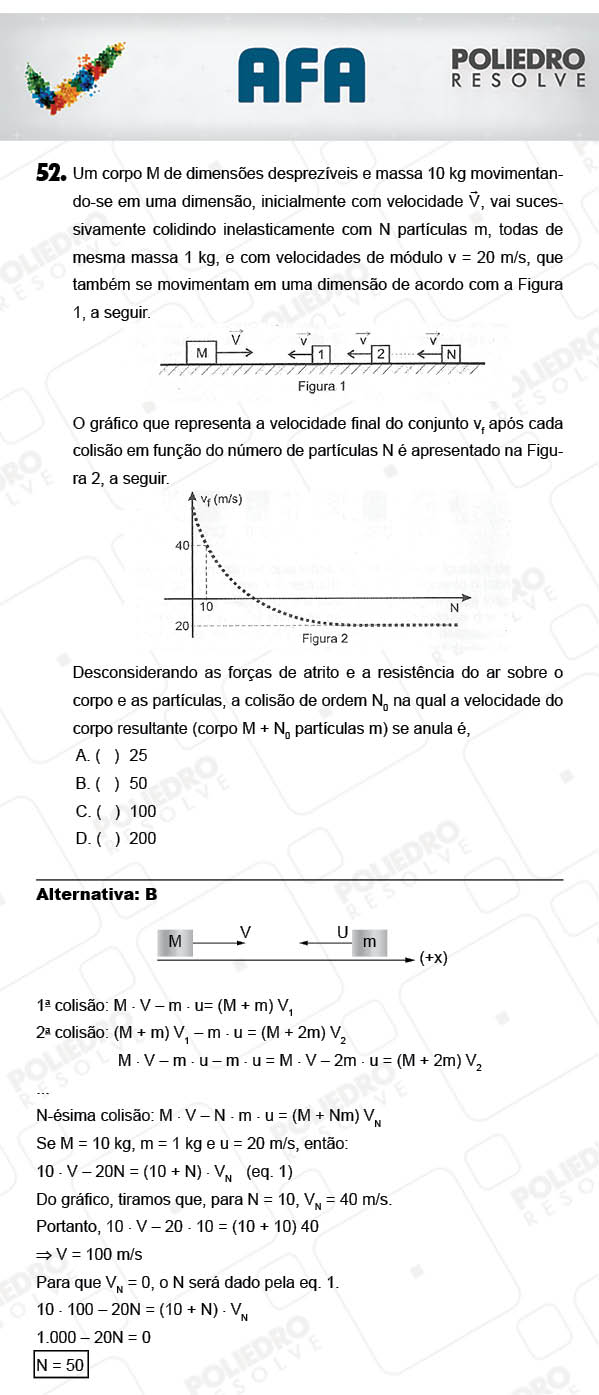 Questão 52 - Prova Modelo A - AFA 2018