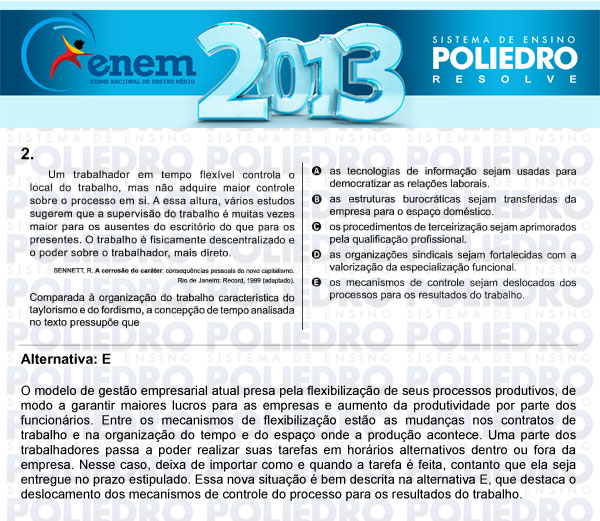 Questão 2 - Sábado (Prova Amarela) - ENEM 2013