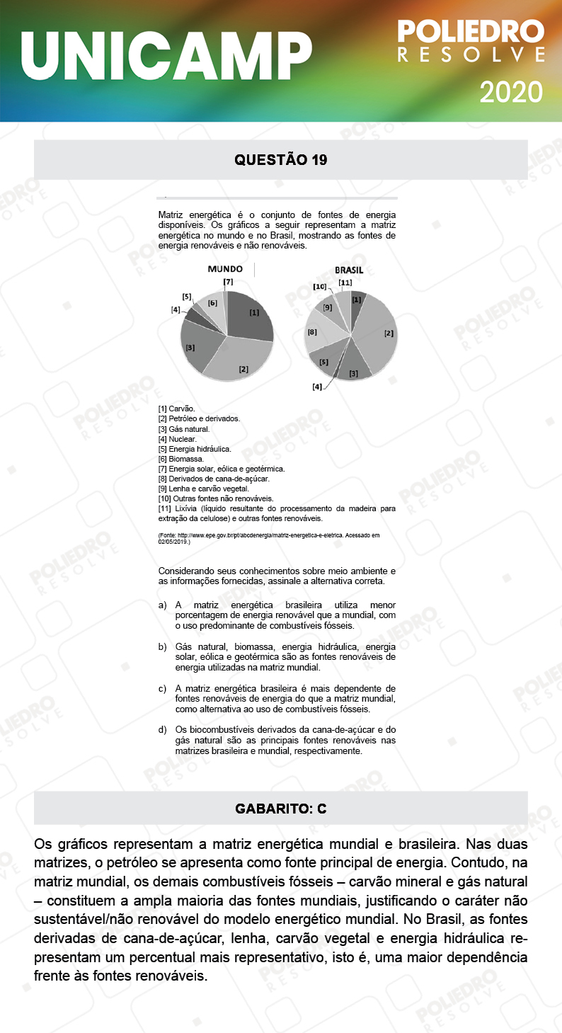 Questão 19 - 1ª Fase - Prova Q e X - UNICAMP 2020