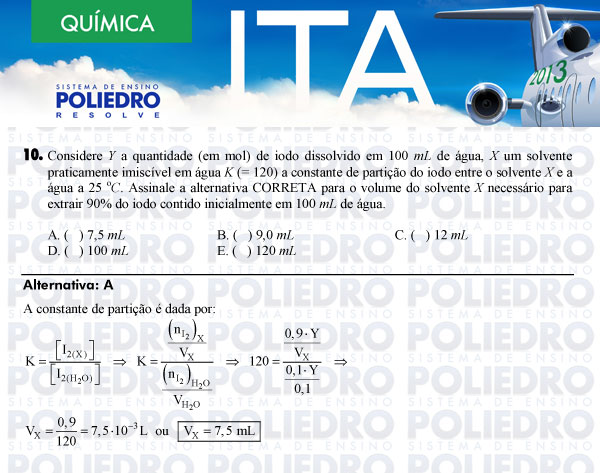 Questão 10 - Química - ITA 2013