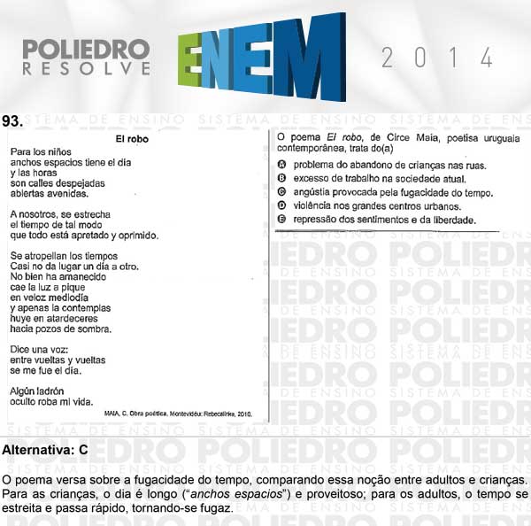 Questão 93 - Domingo (Prova Cinza) - ENEM 2014