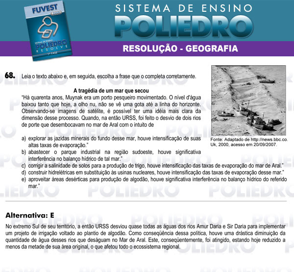 Questão 68 - 1ª Fase - FUVEST 2008