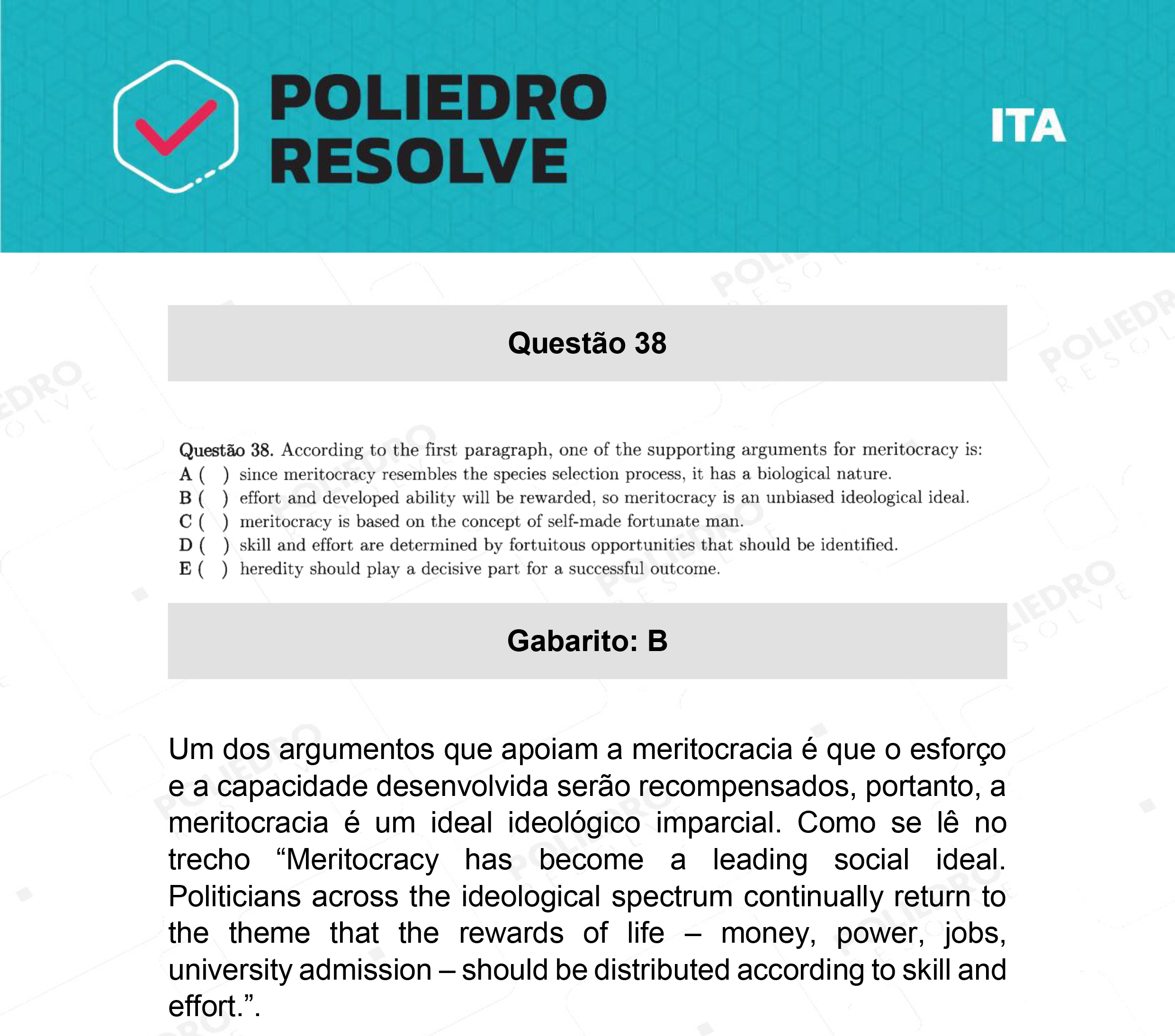 Questão 38 - 1ª Fase - ITA 2022