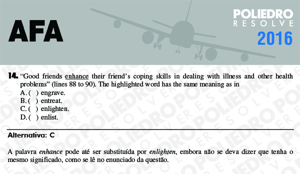 Questão 14 - Prova Modelo C - AFA 2016