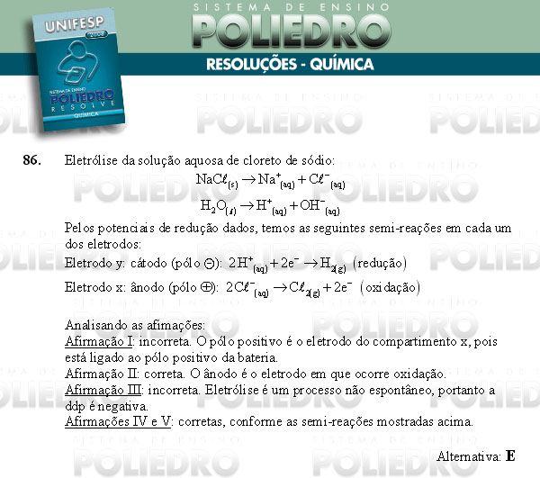 Questão 86 - Conhecimentos Gerais - UNIFESP 2008