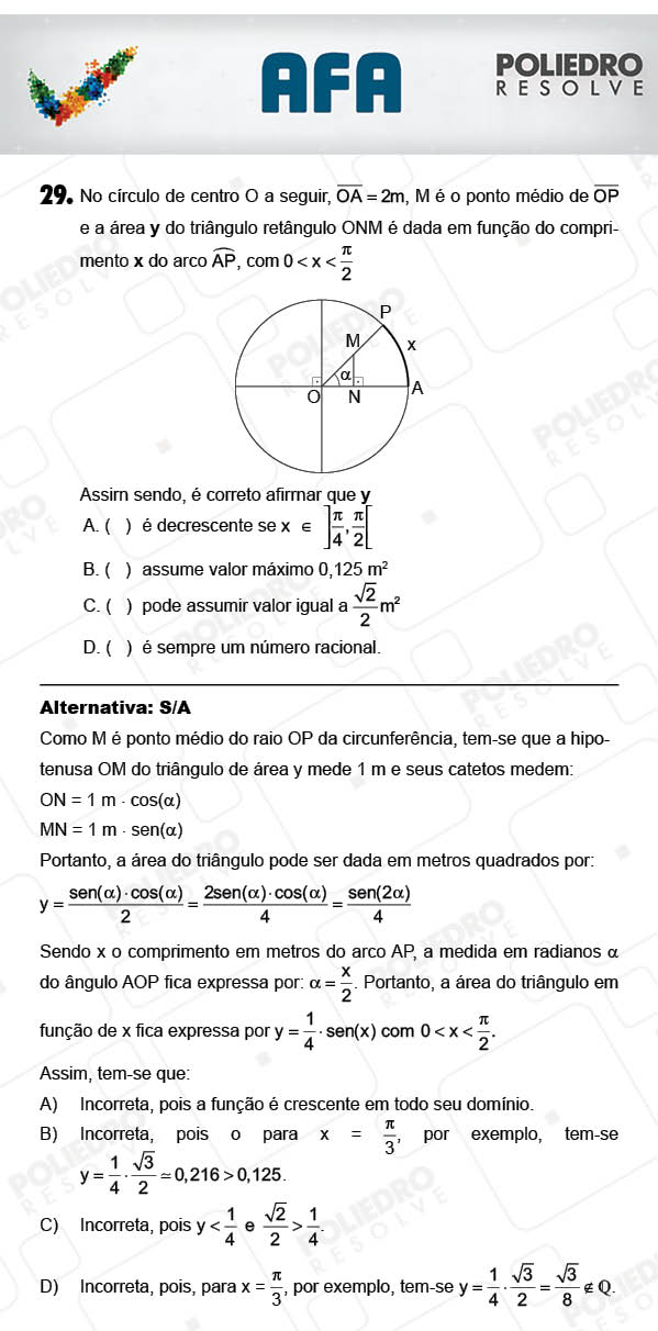 Questão 29 - Prova Modelo A - AFA 2018