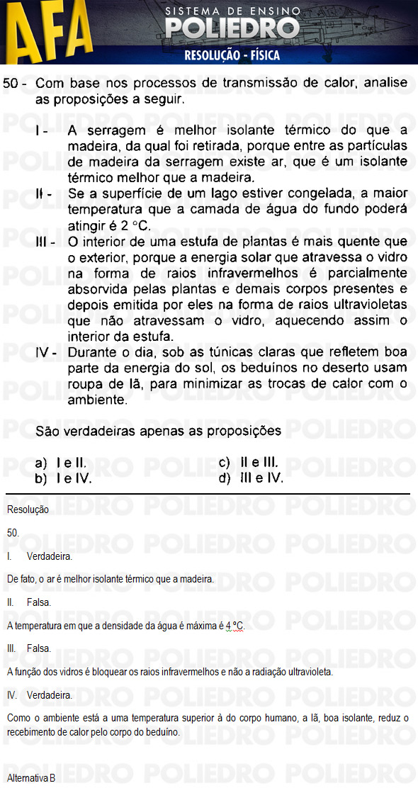 Questão 50 - Código 11 - AFA 2011