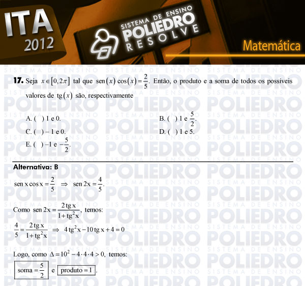 Questão 17 - Matemática - ITA 2012