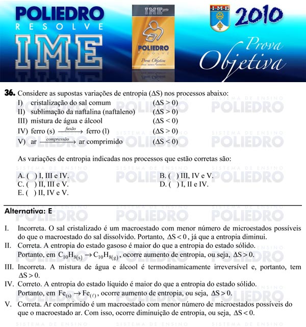 Questão 36 - Objetiva - IME 2010