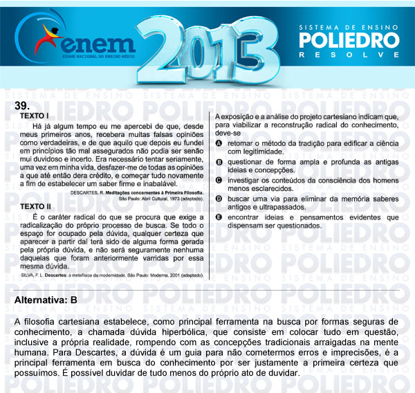 Questão 39 - Sábado (Prova Amarela) - ENEM 2013