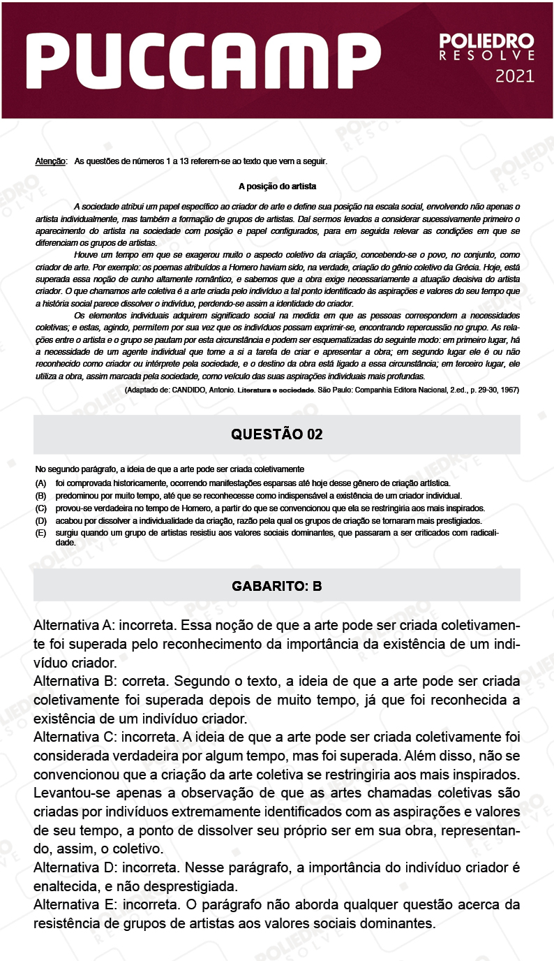 Questão 2 - Demais Cursos - PUC-Campinas 2021