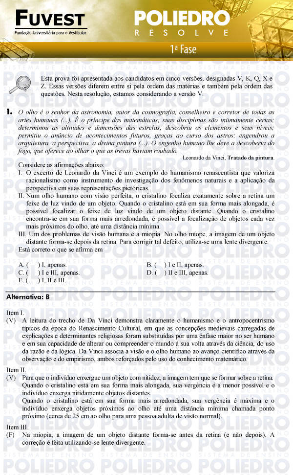 Questão 1 - 1ª Fase - FUVEST 2011