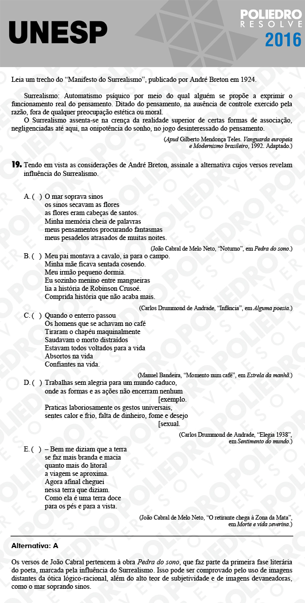 Questão 19 - 1ª Fase - UNESP 2016