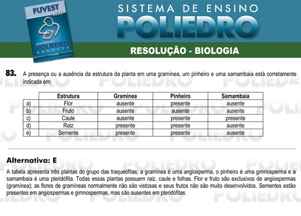 Questão 83 - 1ª Fase - FUVEST 2008