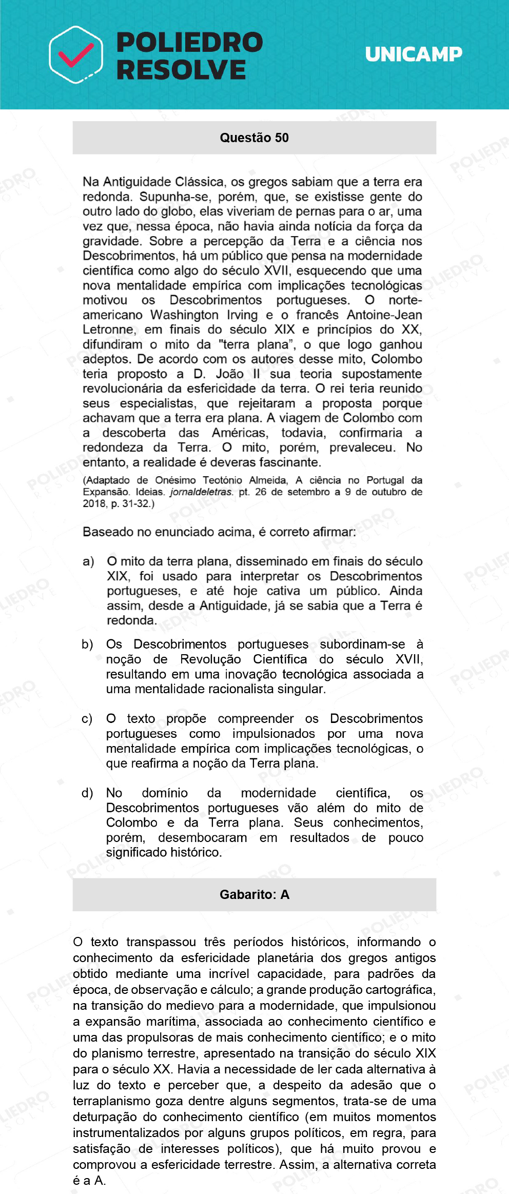 Questão 50 - 1ª Fase - 1º Dia - Q e X - UNICAMP 2022