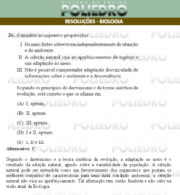 Questão 26 - Conhecimentos Gerais - UNIFESP 2009