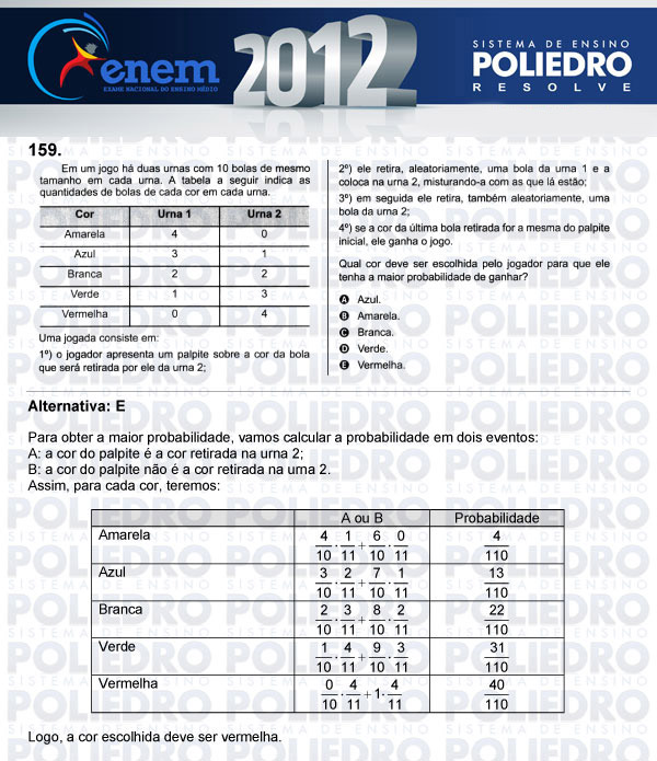 Questão 159 - Domingo (Prova rosa) - ENEM 2012