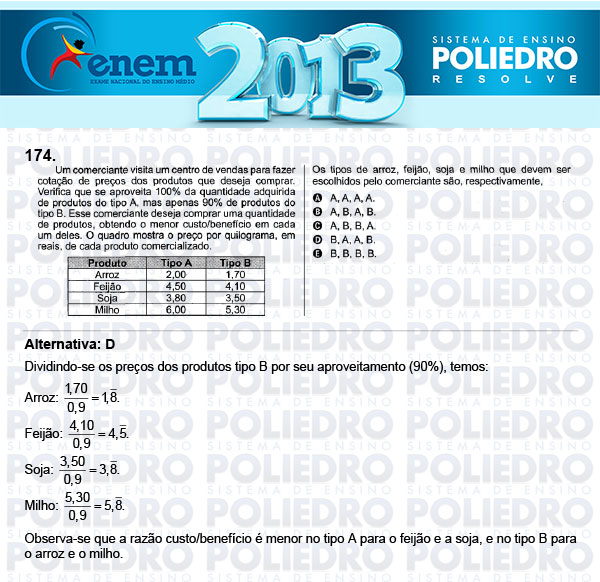 Questão 174 - Domingo (Prova Cinza) - ENEM 2013