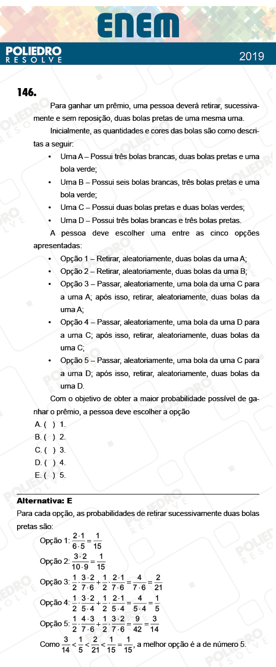 Questão 146 - 2º Dia - Prova CINZA - ENEM 2018