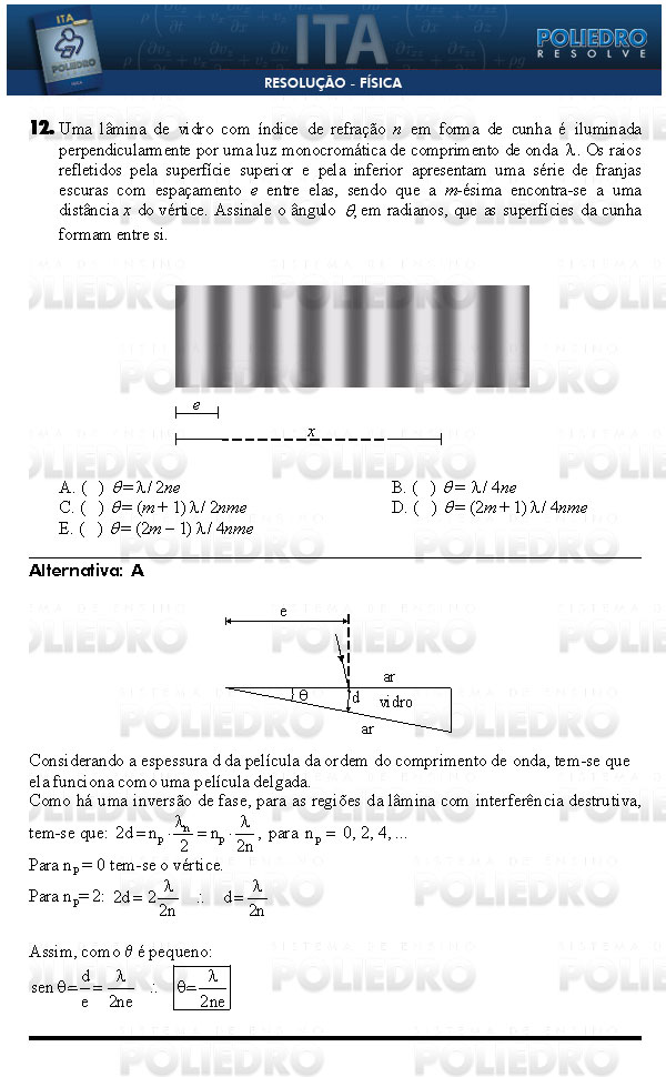 Questão 12 - Física - ITA 2009