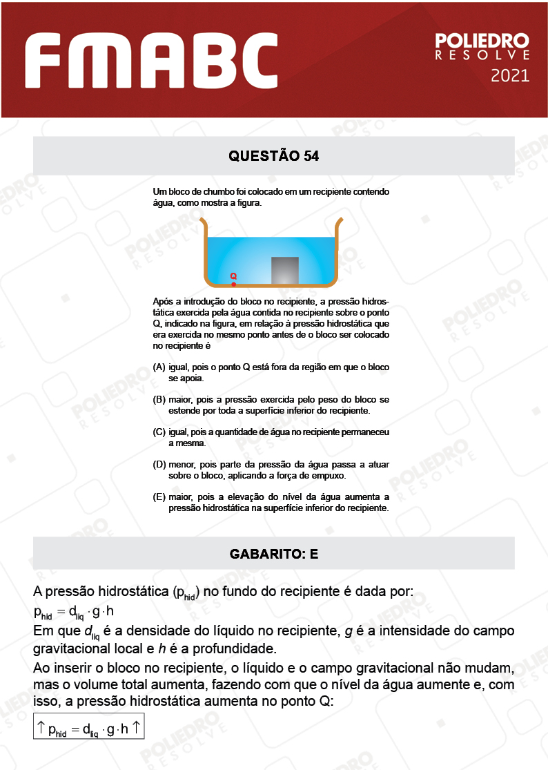 Questão 54 - Fase única - FMABC 2021