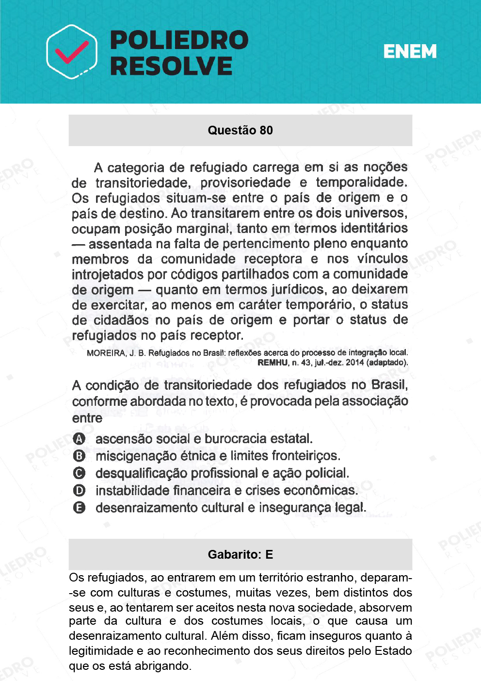 Questão 80 - 1º Dia - Prova Rosa - ENEM 2021