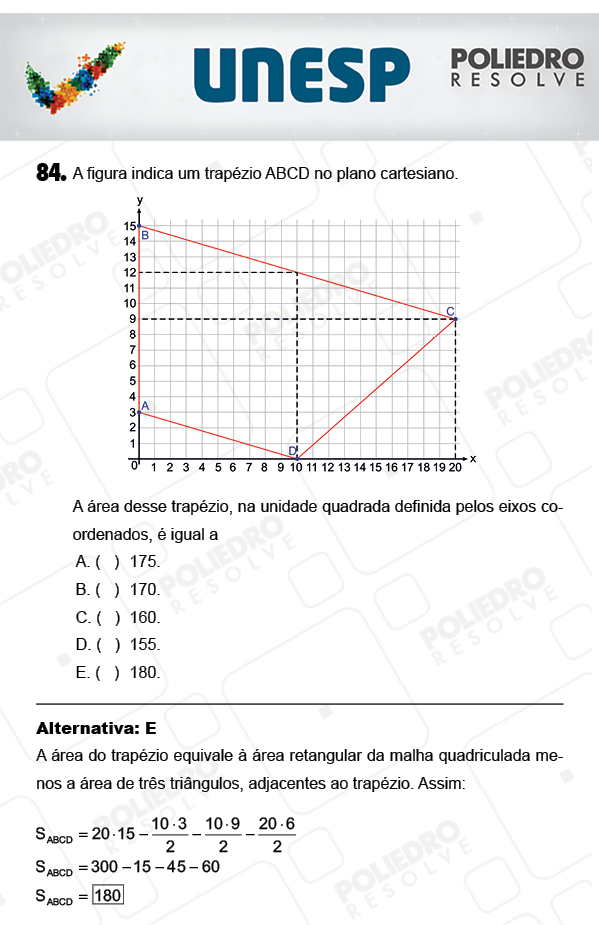 Questão 84 - 1ª Fase - PROVA 4 - UNESP 2018